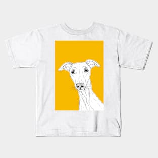 Whippet Dog Portrait ( yellow background ) Kids T-Shirt